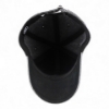 Interior view of gray baseball cap showing black inner lining and structured crown.
